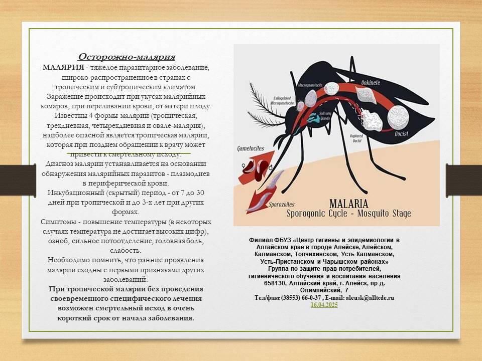 Осторожно-малярия.