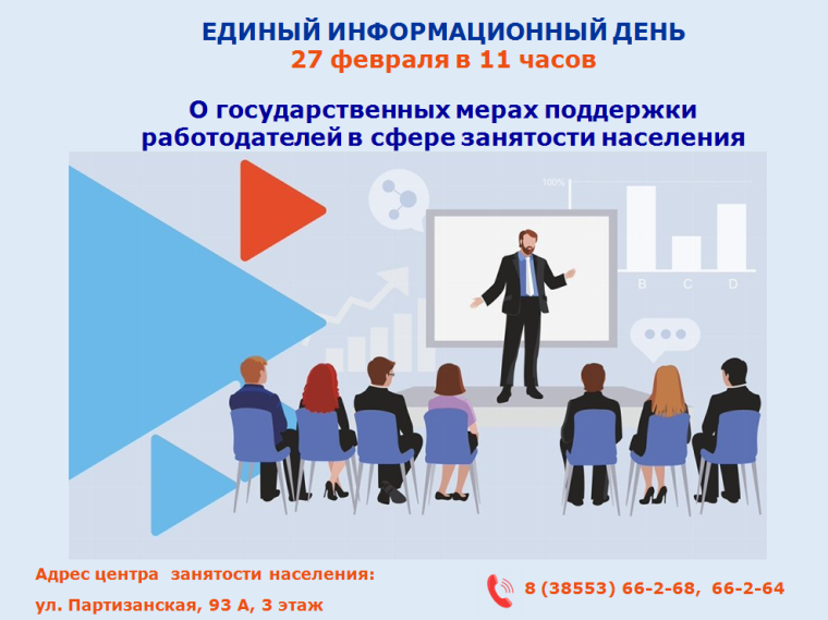 В Алтайском крае 27 февраля 2025 года состоится Единый информационный день по вопросам в сфере труда и занятости. В Алтайском крае 27 февраля 2025 года состоится Единый информационный день по вопросам в сфере труда и занятости.